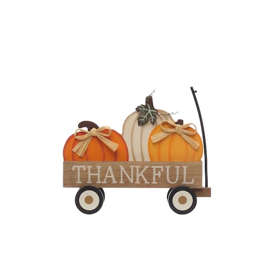 8&#x22; Thankful Pumpkin Wagon Tabletop Sign by Ashland&#xAE;